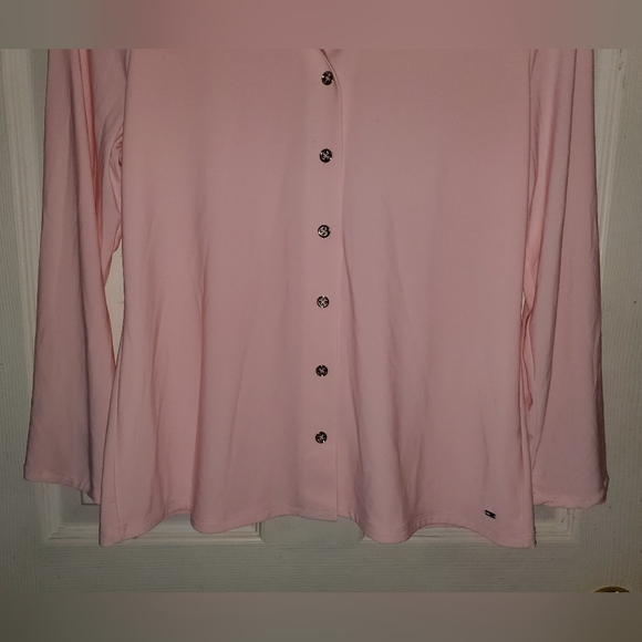 5 for $25 | Tommy Hilfiger Pastel Pink Collared Long Sleeve Button Down Blouse - Picture 3 of 14